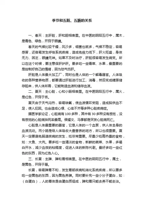 季节和五脏、五腑的关系