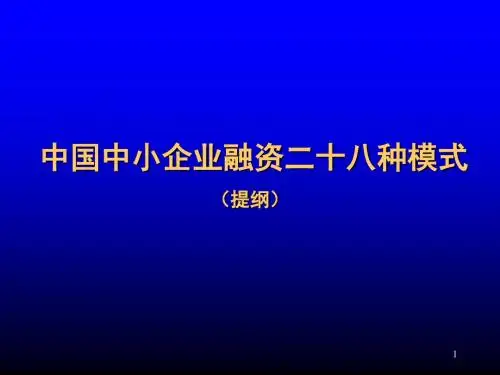 中国中小企业融资二十八种模式-精选文档