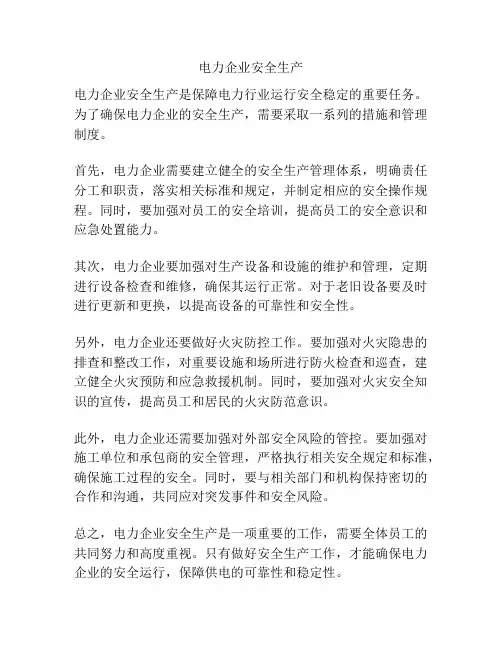 电力企业安全生产