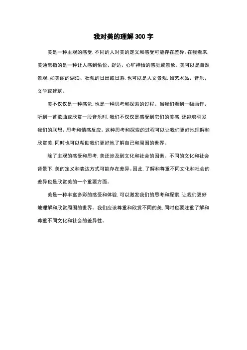我对美的理解300字