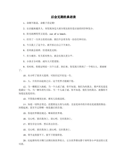 后会无期经典语录