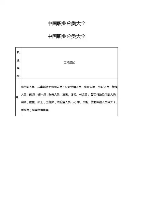 中国职业分类全