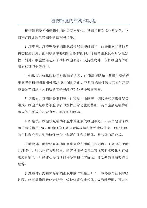 植物细胞的结构和功能