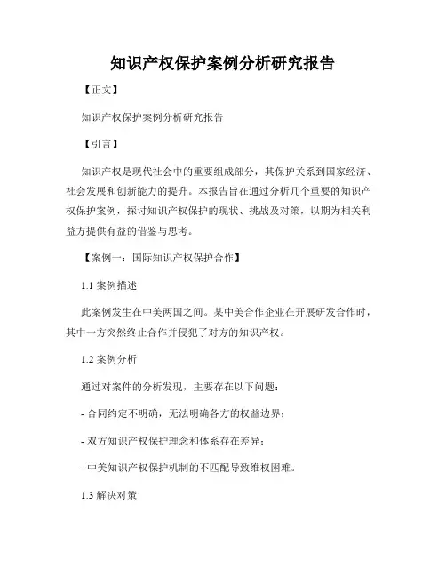 知识产权保护案例分析研究报告