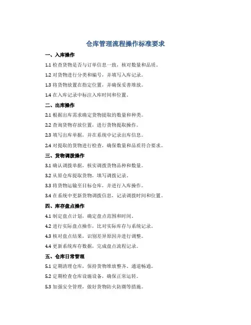 仓库管理流程操作标准要求