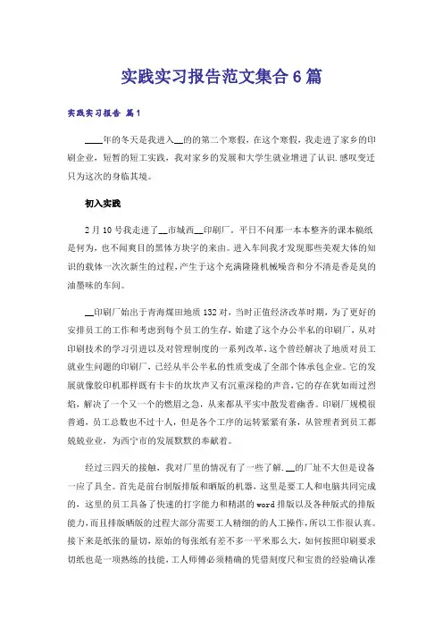 实践实习报告范文集合6篇