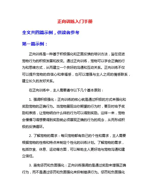 正向训练入门手册
