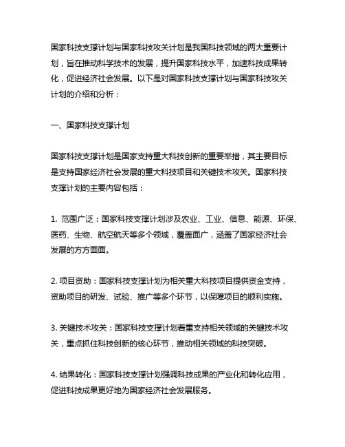 国家科技支撑计划 国家科技攻关计划