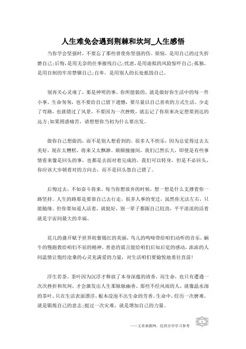 人生难免会遇到荆棘和坎坷_人生感悟