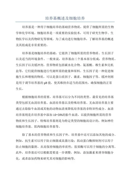 培养基概述及细胞培养