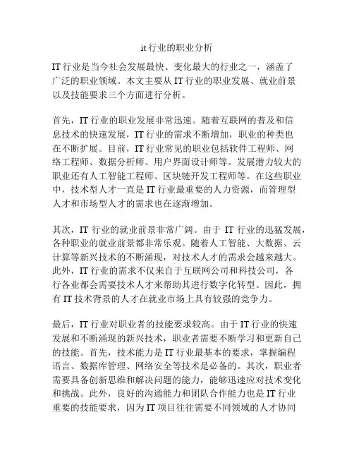 it行业的职业分析