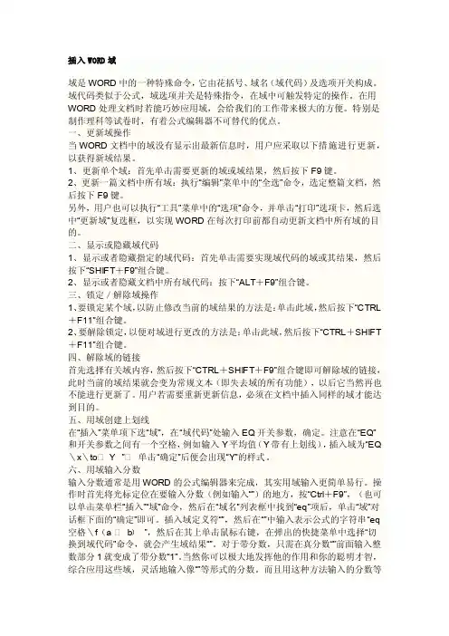 插入word域