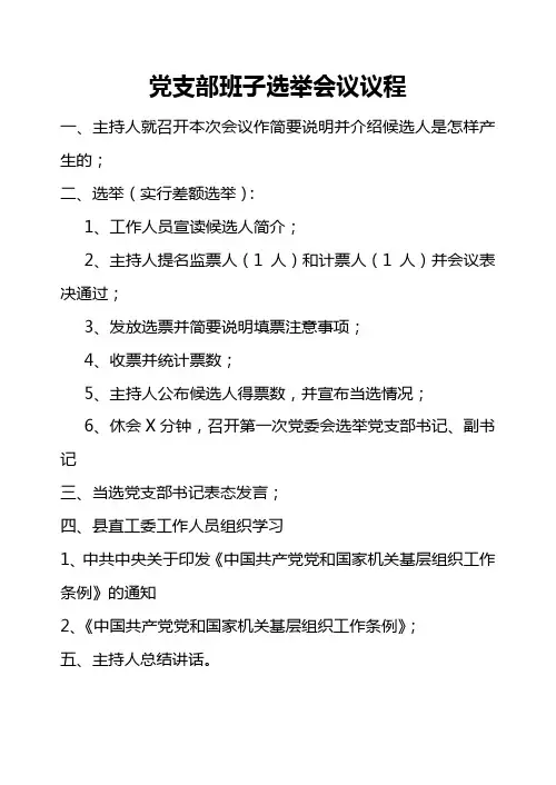 基层党组织换届选举简要议程