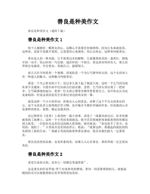 善良是种美作文