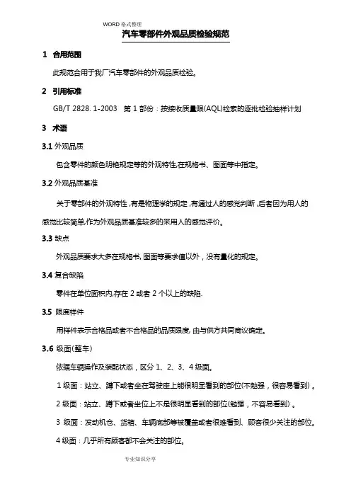 零部件外观品质检验规范方案