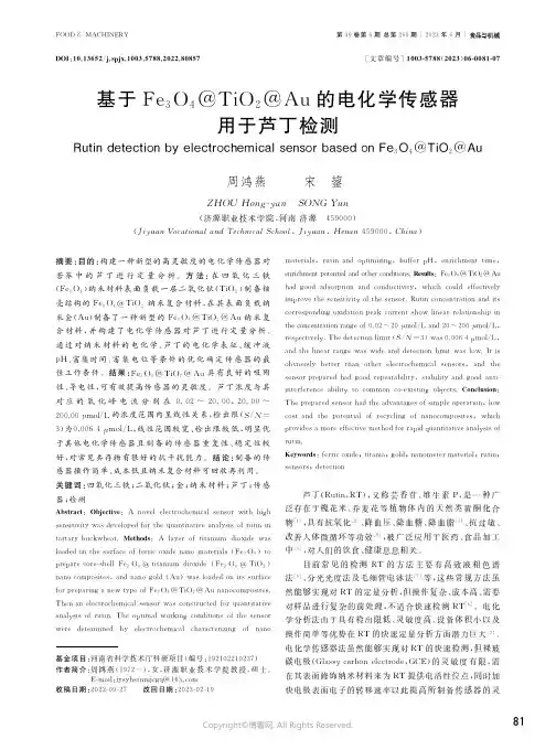 基于Fe3O4@TiO2@Au的电化学传感器用于芦丁检测