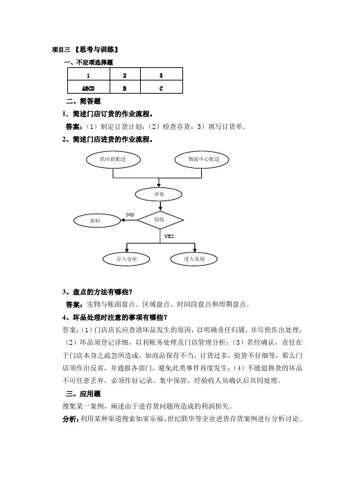 连锁经营门店运营章节习题答案(共10章)03