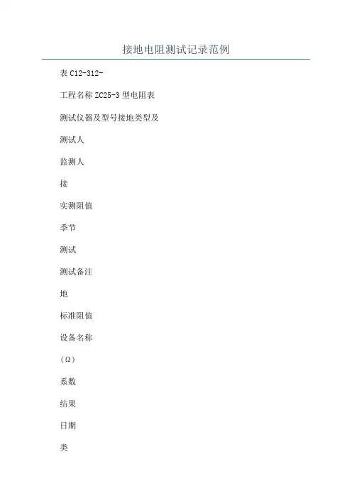 接地电阻测试记录范例