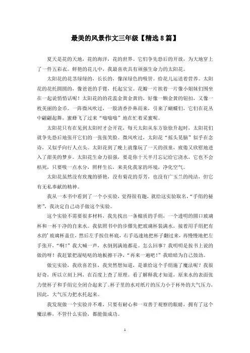 精选最美的风景作文三年级【8篇】