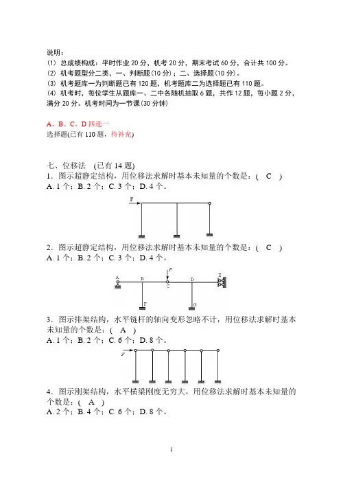 07郝海霞-结构力学机考题库二(位移法)(选择题-已补充)