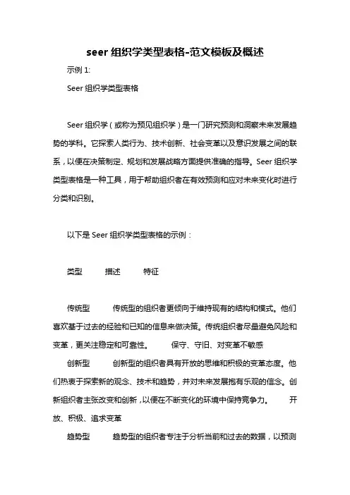 seer组织学类型表格-概述说明以及解释