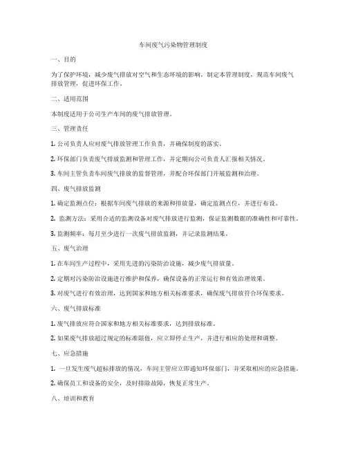 车间废气污染物管理制度