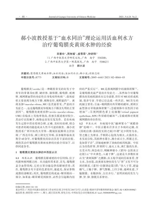 郝小波教授基于“血水同治”理论运用活血利水方治疗葡萄膜炎黄斑水肿的经验