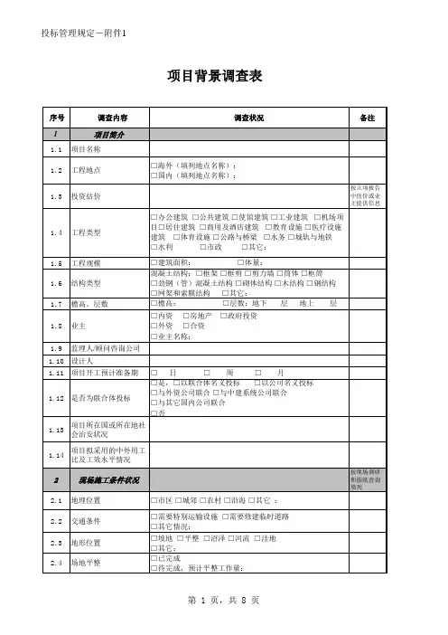 项目背景调查表