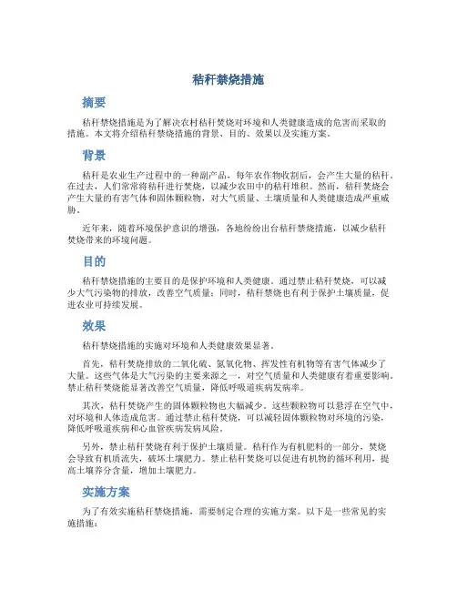 秸秆禁烧措施