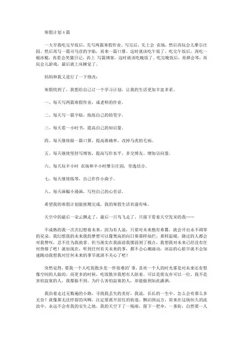 2020年寒假计划4篇【精品】