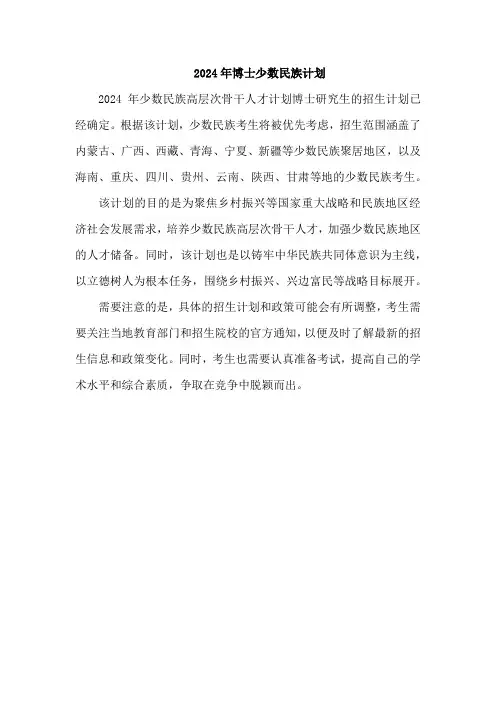 2024年博士少数民族计划