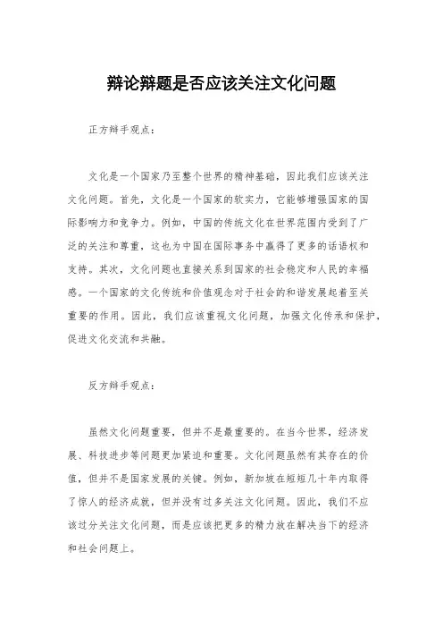 辩论辩题是否应该关注文化问题