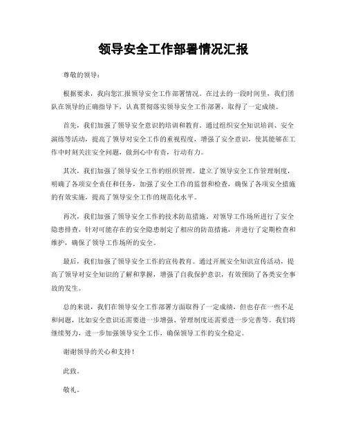 领导安全工作部署情况汇报