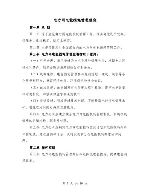 电力网电能损耗管理规定（4篇）