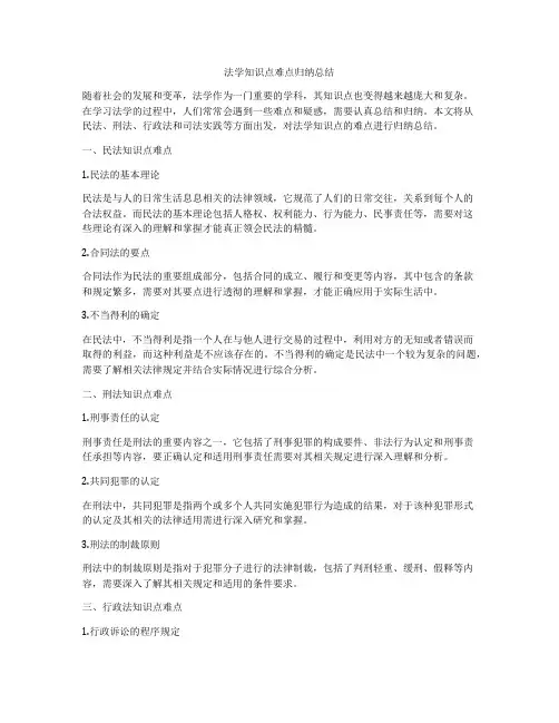 法学知识点难点归纳总结