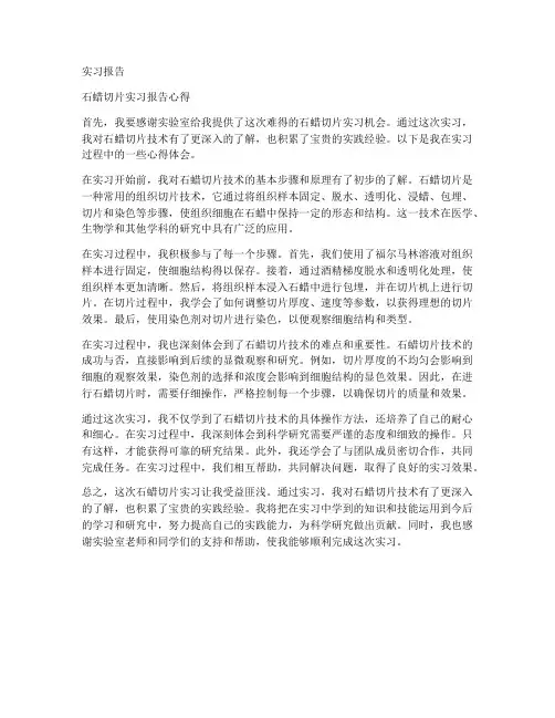 石蜡切片实习报告心得