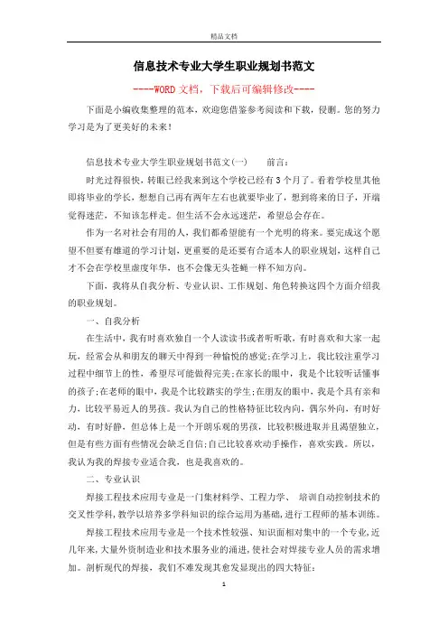 信息技术专业大学生职业规划书范文
