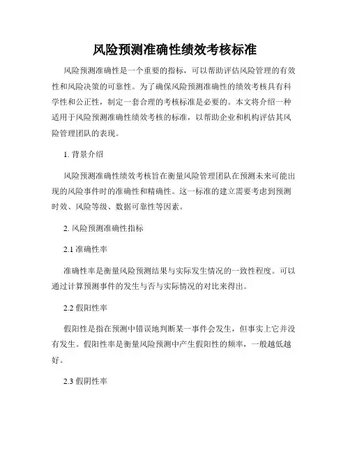 风险预测准确性绩效考核标准