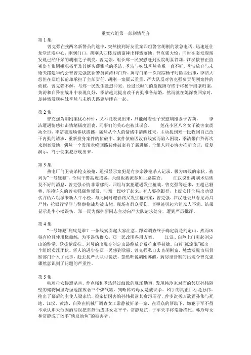 重案六组第一部剧情简介