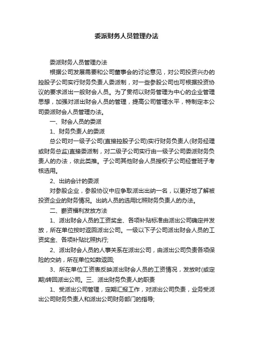 委派财务人员管理办法