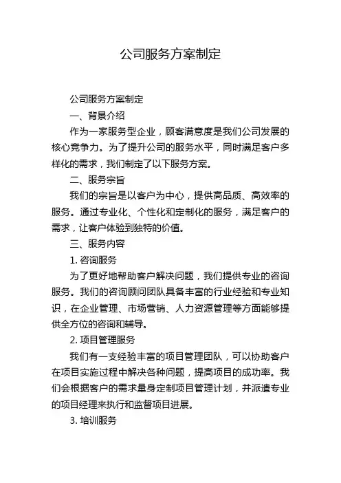 公司服务方案制定