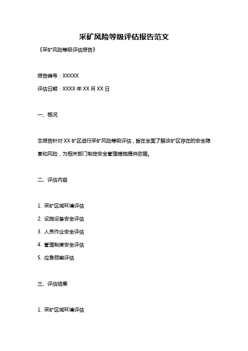采矿风险等级评估报告范文