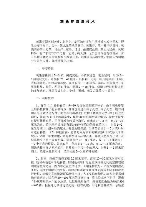 刺嫩芽栽培技术(精)