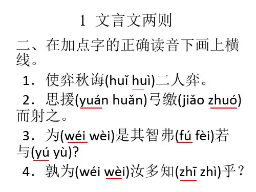 人教版六年级语文下册长江作业本1文言文两则答案