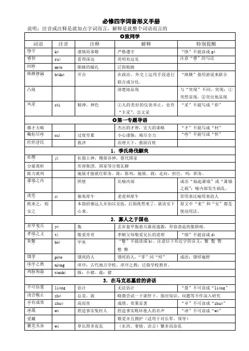 语文必修四字词音形义手册