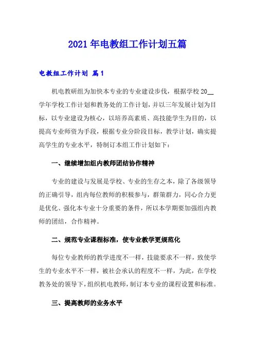 2021年电教组工作计划五篇