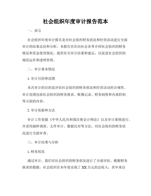 社会组织年度审计报告范本