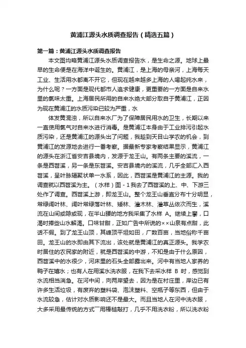 黄浦江源头水质调查报告（精选五篇）