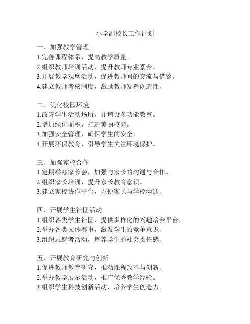 小学副校长工作计划