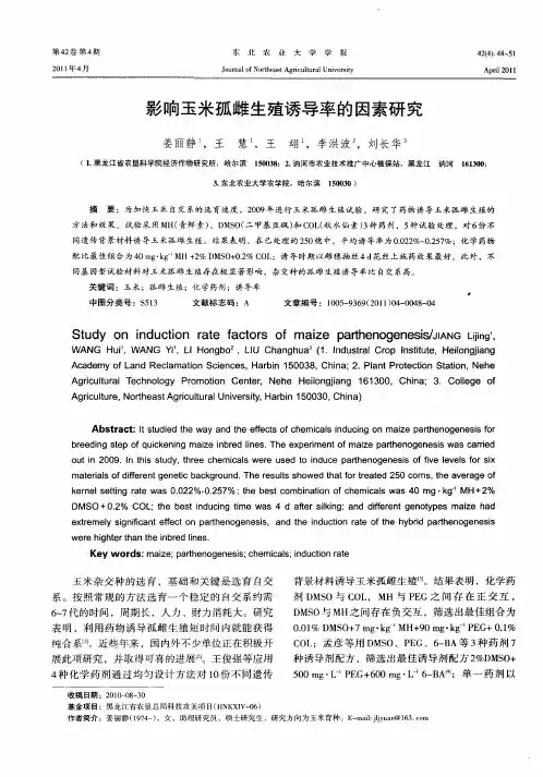 影响玉米孤雌生殖诱导率的因素研究